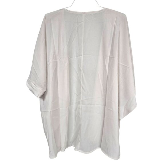 Zenana Pleated Kimono Cardigan Open Front Lightweight Women M Beige Chiffon - Picture 7 of 10